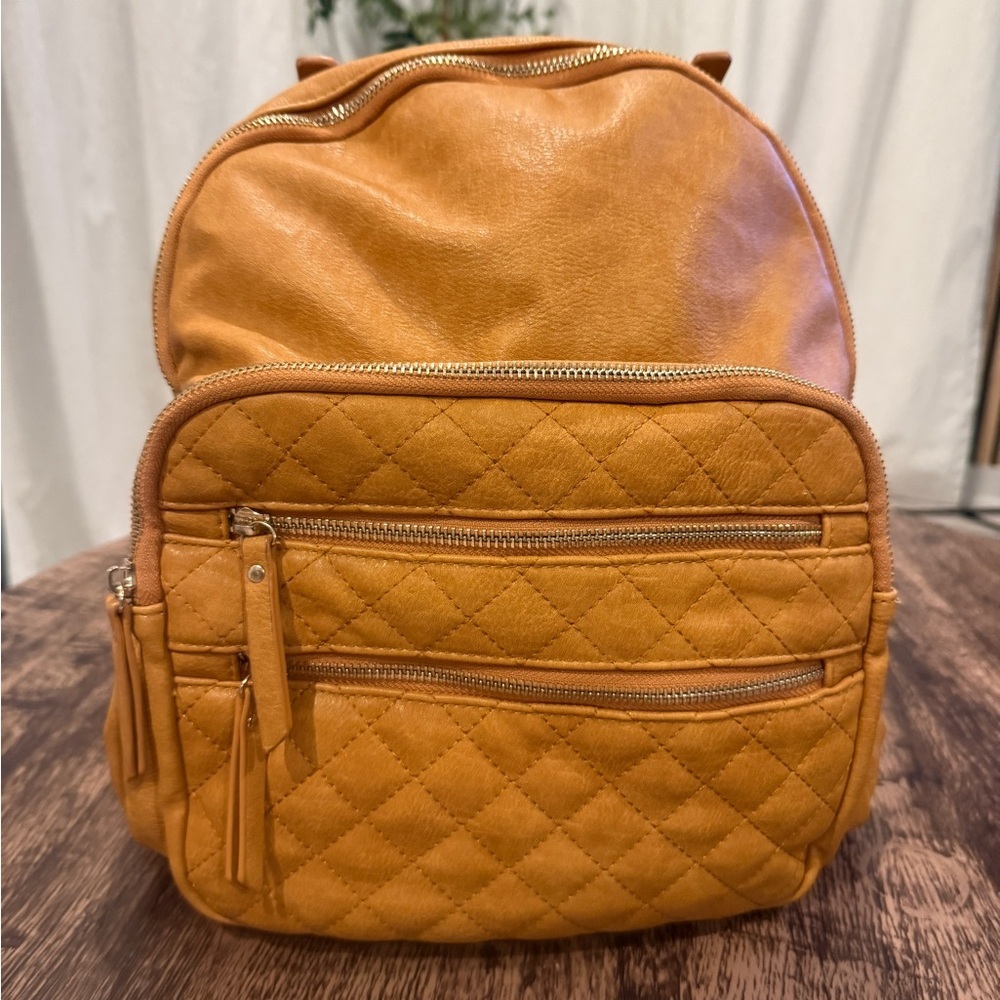Tan Quilted Backpack